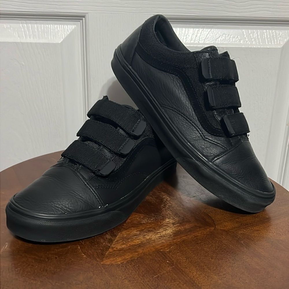 🔥Vans Old Skool V Leather Ballistic Black Athletic Sneakers Unisex M 9 / W 10.5